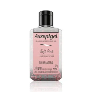 Alcool em gel Antisséptico Soft Pink 52g Asseptgel