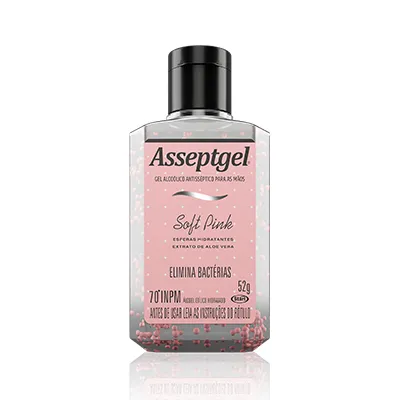 Alcool em gel Antisséptico Soft Pink 52g Asseptgel